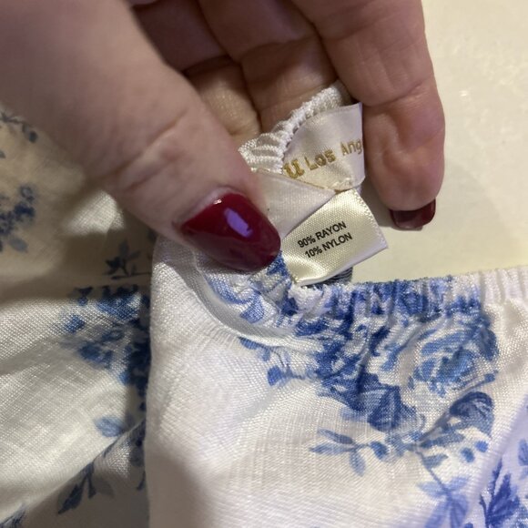 Babydoll Shirt Boho Milkmaid Coquette Floral Puff Sleeves Lace Cropped Smocked S - Picture 10 of 11